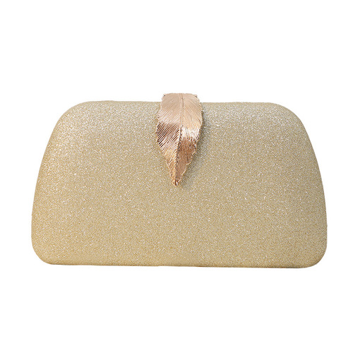Cross-border 2024 new style dinner bag metal leaf box bag small square bag banquet dress clutch bag small clutch bag for women