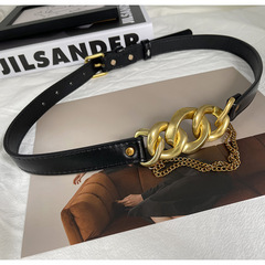 Euro-American Style Metal Chain Belt for Women: Fashionable, Versatile Chain-Decorated Waist Chain for Suits and Sweaters—Retro Cinch Belt