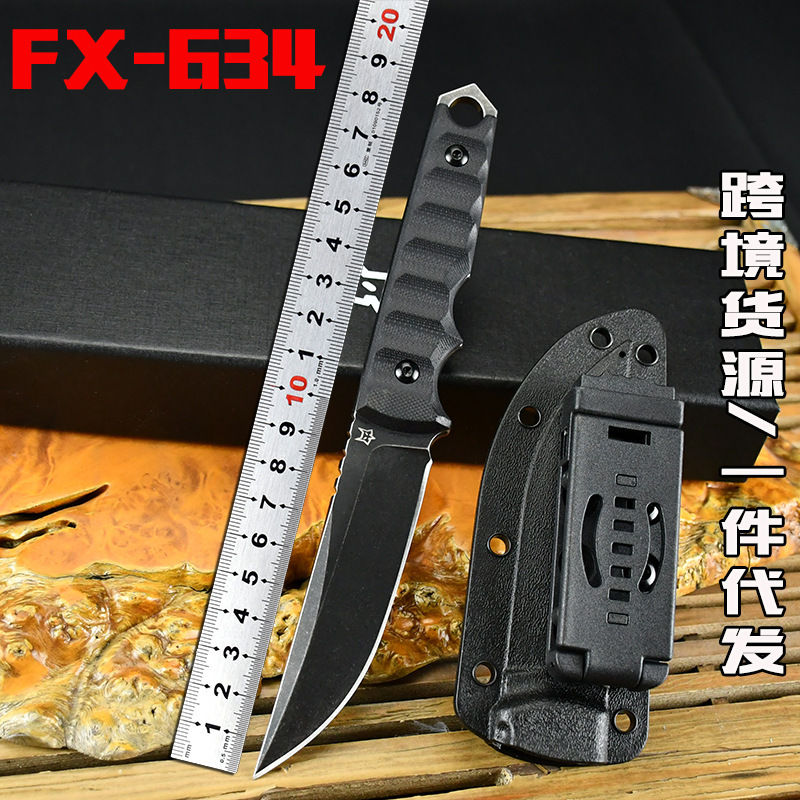 2024新款狐狸FX-634荒野求生直刀多功能户外刀精品收藏刀G10手柄