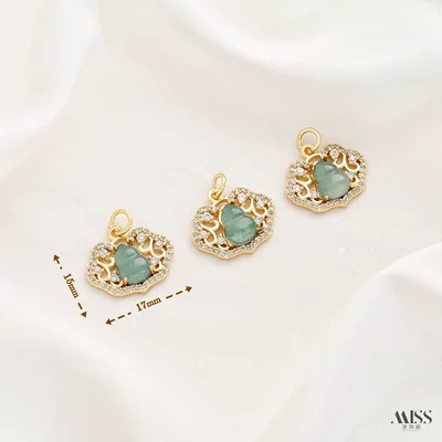 Ruyi Lock, Lotus Hand Charm, Zərgərlik ara hissələri - gold-natural-grade-a-jade-gourd-lock-pendant-1-piece