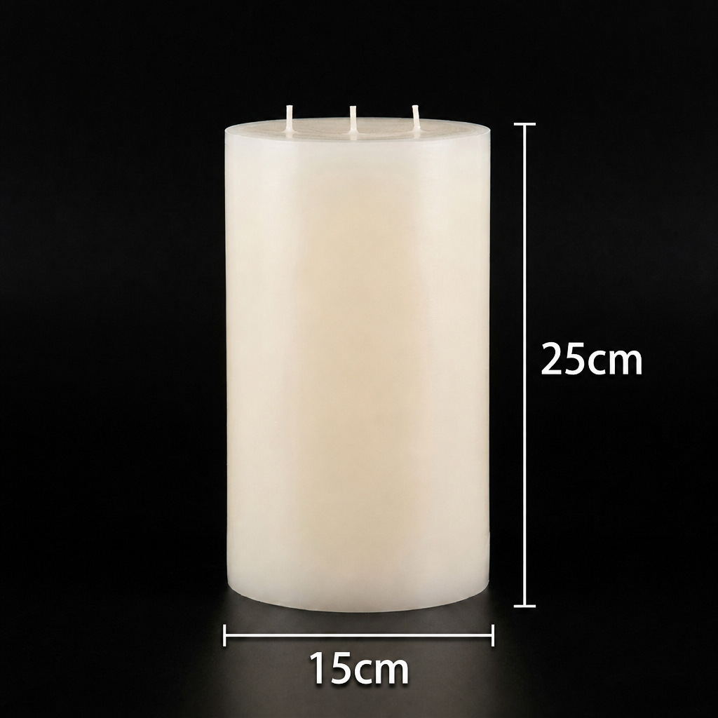 Vela cilíndrica grande de color blanco marfil estilo europeo, vela para cumpleaños, bodas, hoteles, bodas transfronterizas, vela exclusiva al por mayor.