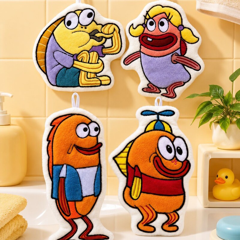 Cartoon Hand Towel Bikini Bottom Fun and Quirky Little Fish Cute Coral Fleece Absorbent Kitchen Bathroom Wall Hanging Towel Cartoon Hand Towel Bikini Bottom Fun and Quirky Little Fish Cute Coral Fleece Absorbent Kitchen Bathroom Wall Hanging Towel