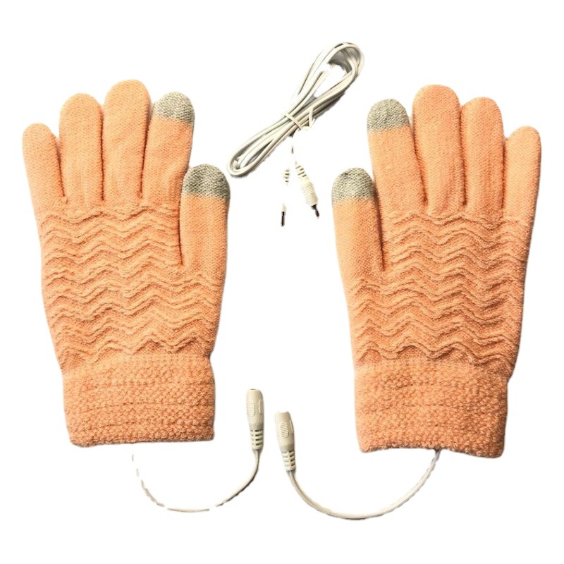 FUENTE Guantes de calefacción eléctrica de pantalla táctil de punto de 5 dedos para mujer Guantes de calefacción eléctrica USB banco de energía al aire libre