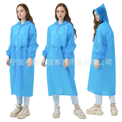 户外PEVA可背包袖口松紧帽绳成人防风加厚一次性雨衣骑行雨衣批发|ru