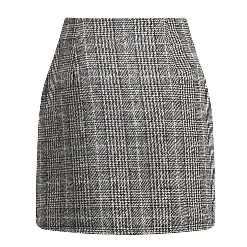 Bestselling Independent Store Item: Women's High-Waisted Plaid Skirt, Body-Hugging Wool Mini Pencil Skirt