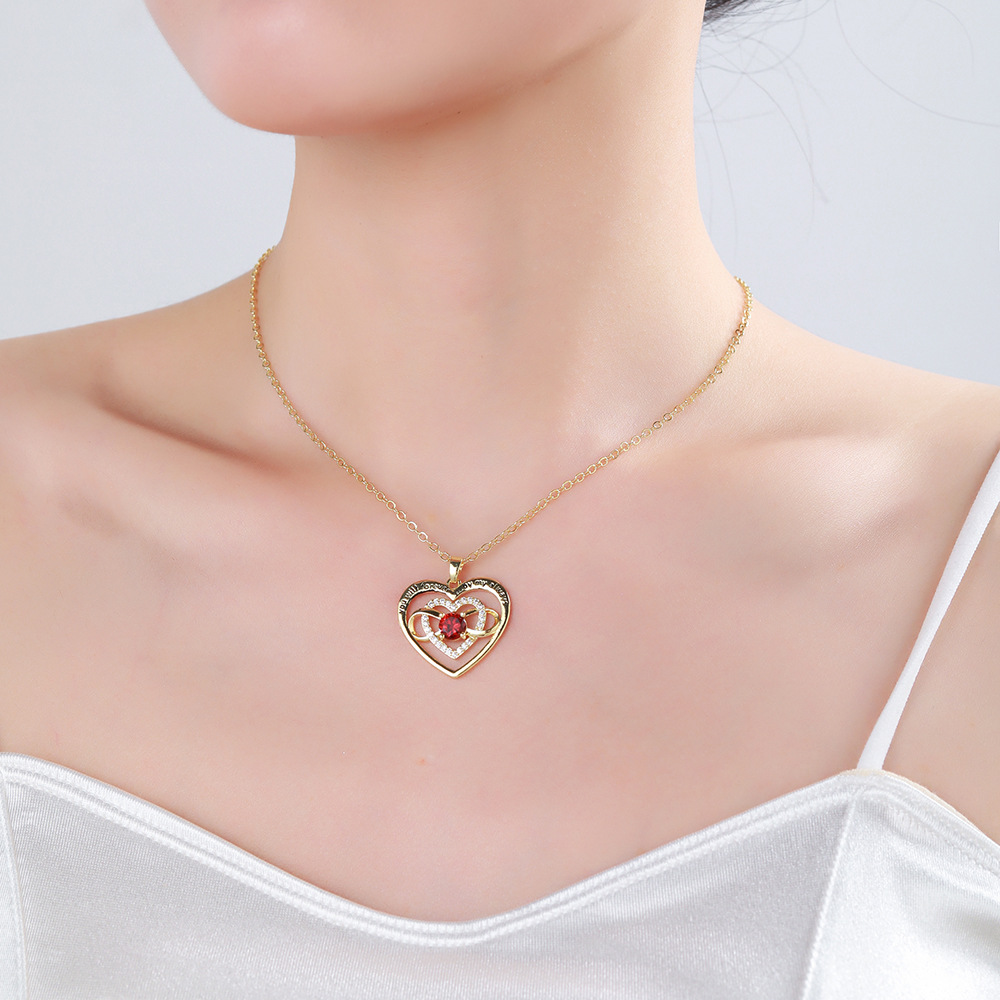 Simple Style Heart Shape Copper Metal Rhinestones Necklace 1 Piece