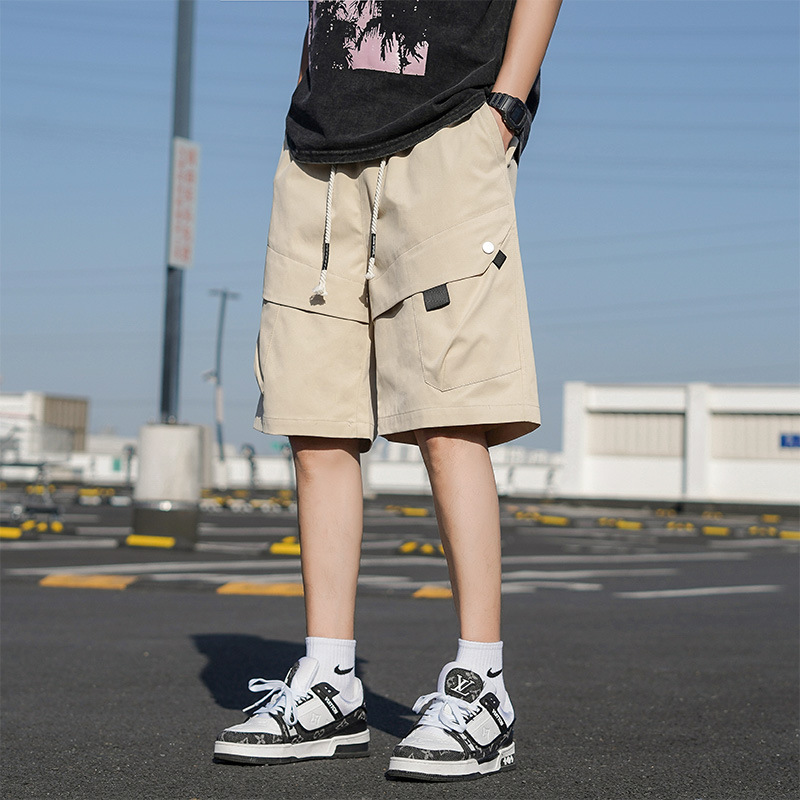 Pantalones cortos de herramienta de moda para hombres, guapo estilo de puerto, pantalones casuales de cinco puntos largos, pantalones cortos de hombre, pantalones medianos