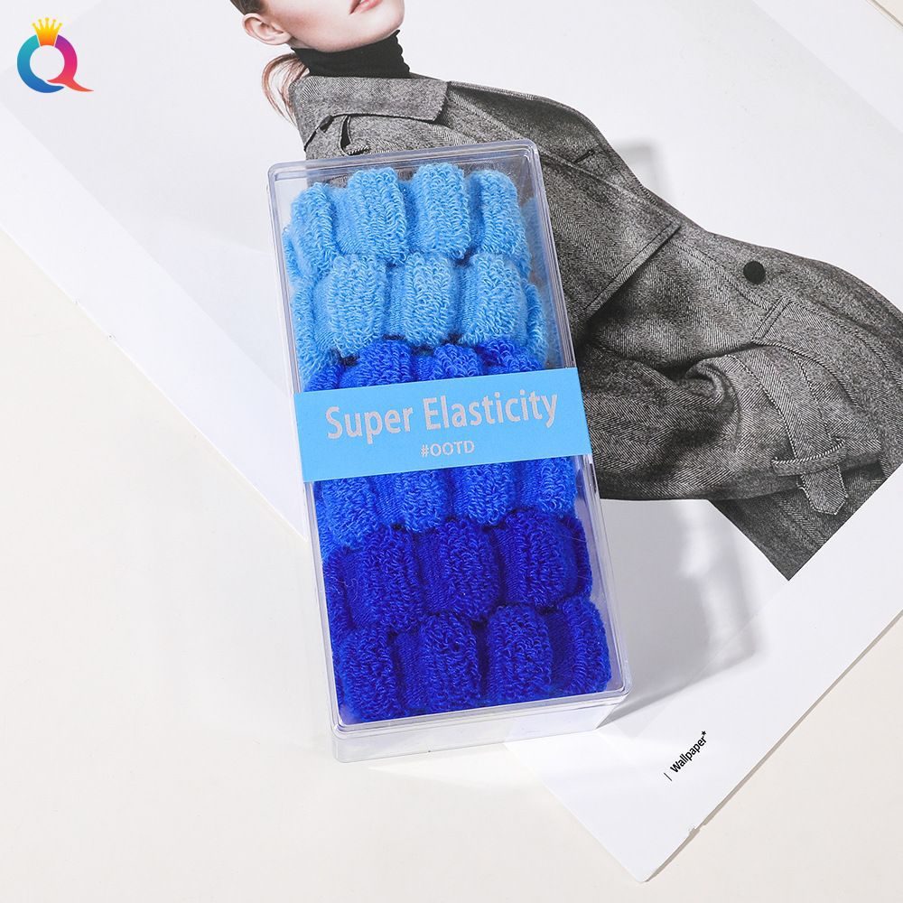 Banda para el cabello anillo de toalla elástico alto banda para el cabello sin costuras gran cabeza gruesa cuerda en caja banda de goma Simple color caramelo verano