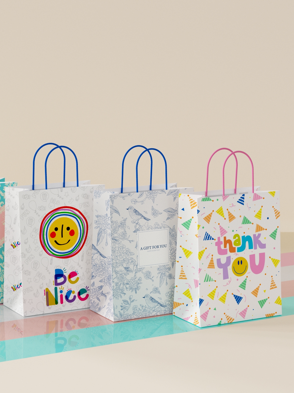 Bolsas de regalo personalizadas bolsa kraft sensación bolsa de embalaje portátil para niños jardín de infantes acompañantes regalos logotipo imprimible