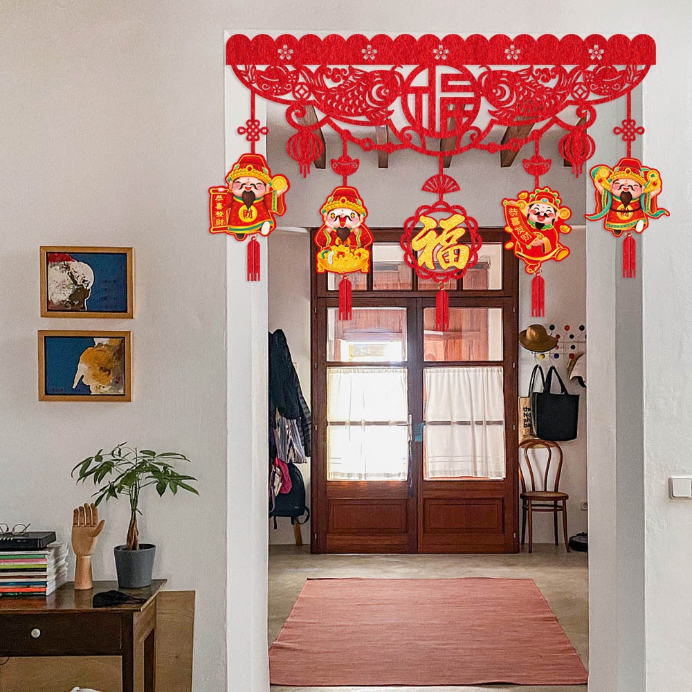 Año Nuevo del Dragón Festival de Primavera decoración cortina de puerta La Víspera de Año Nuevo atmósfera decoración de la puerta principal decoración de Año Nuevo fu carácter cortina de la puerta