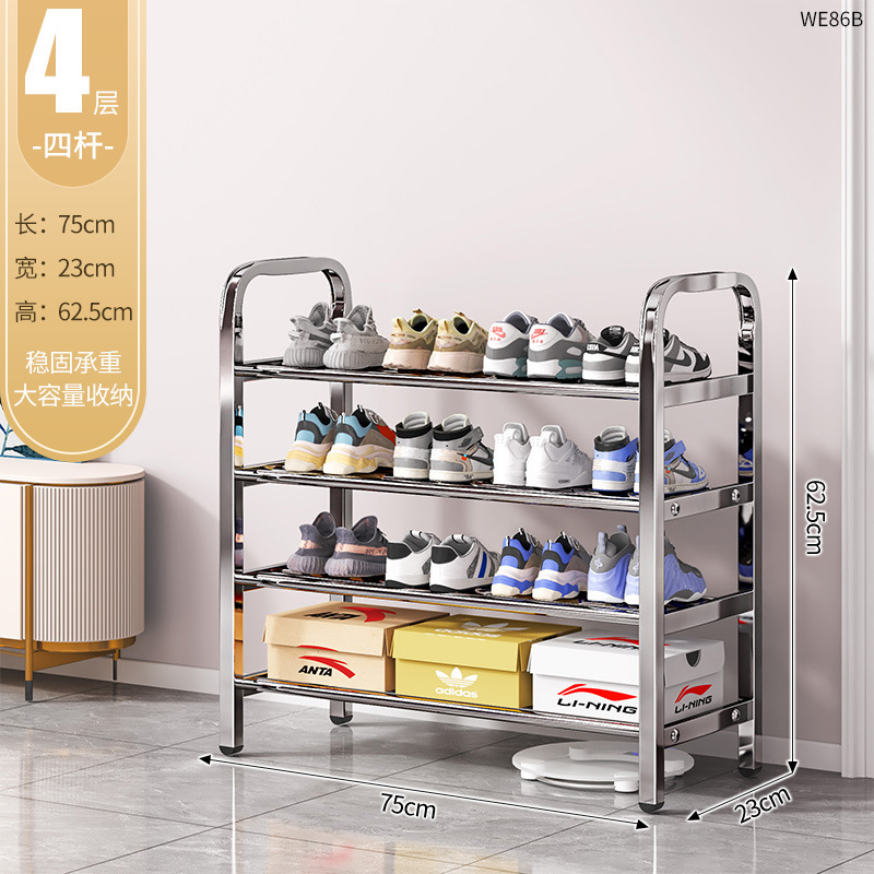 Nuevo tipo de acero inoxidable simple rack de zapatos domésticos multicapa interior rack de almacenamiento de zapatos dormitorio puerta de alquiler de tipo económico
