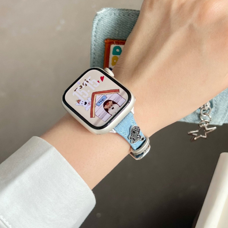 iwatch表带S10女高级感适用applewatch苹果手表98代76SE5牛仔细款