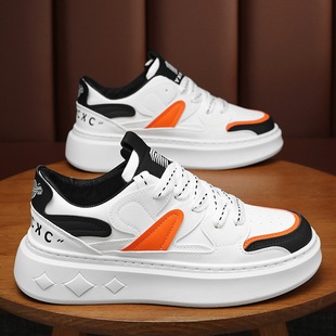 Spring Men's Shoes 2024 New Breathable White Shoes Men's Trendy All-match Platform Sneakers Casual Sneakers