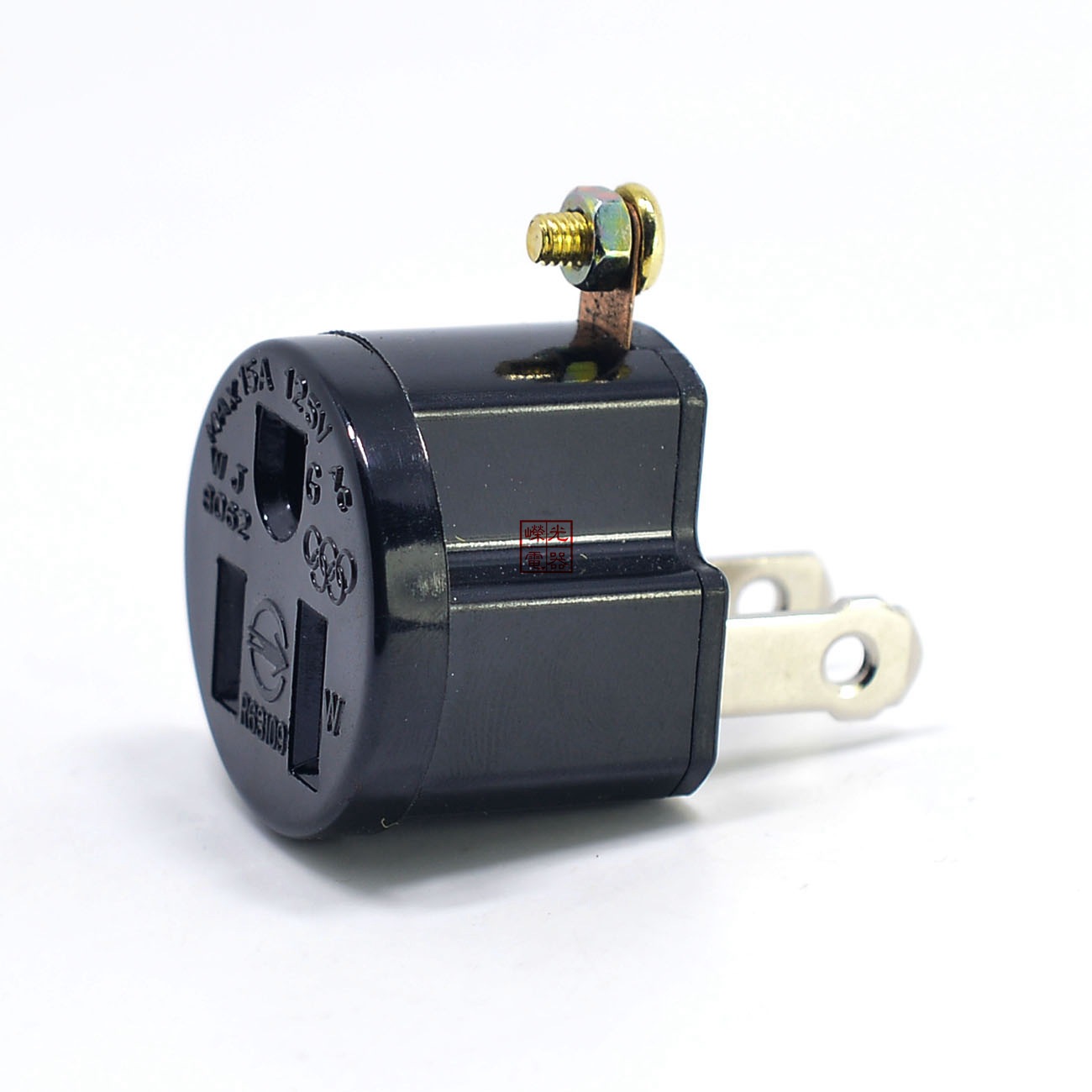 WJ-8062美规转日本插孔美国极性插脚接地插头两扁转3孔插一大一小