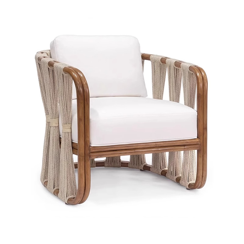 Sofá nórdico al aire libre protector solar pequeño tipo de casa individual ocio sofá silla muebles sala modelo balcón pequeña mesa de té combinación