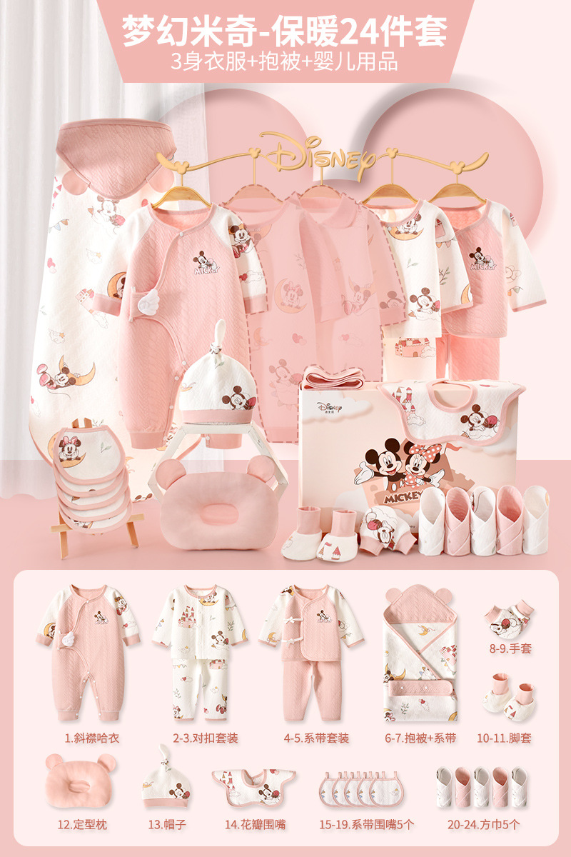ディズニー ベビーギフトボックス 新生児服 純綿セット 新生児 女の子 満月祝いギフト 高級