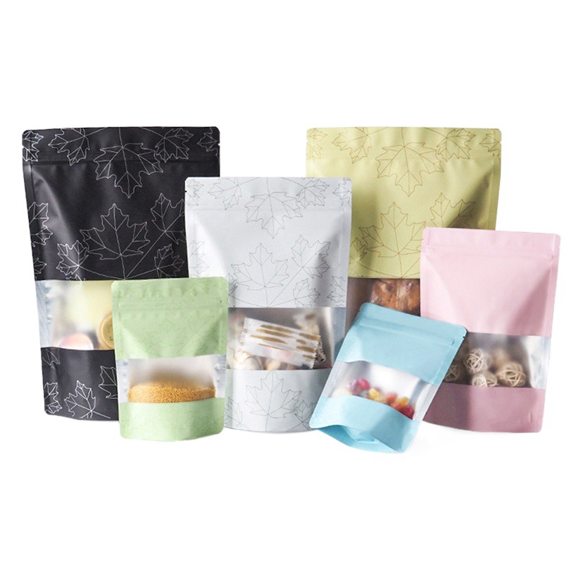 Bolsa ziplock de papel de aluminio de ventana de color directo de fábrica bolsa de té de alimentos de frutas secas bolsa de embalaje grande bolsa de plástico sellada