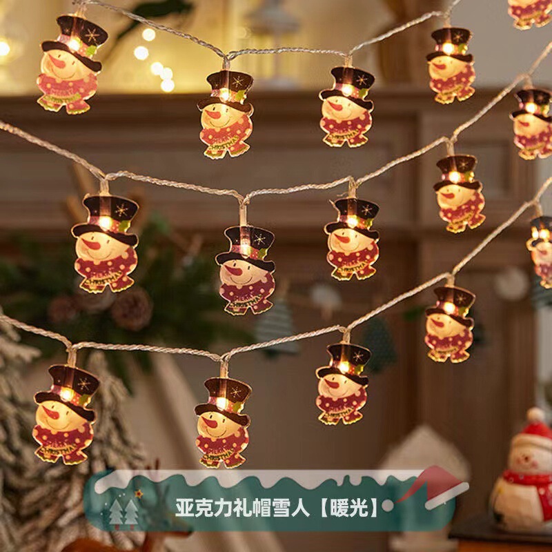 跨境灯带圣诞节led灯串圣诞老人挂灯雪人创意氛围圣诞树装饰灯|undefined