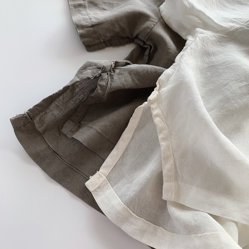 Camisa delgada de algodón liso verano fresco para niños 2024 niños y niñas estilo coreano camisa de manga corta personalizada ropa para niños de moda