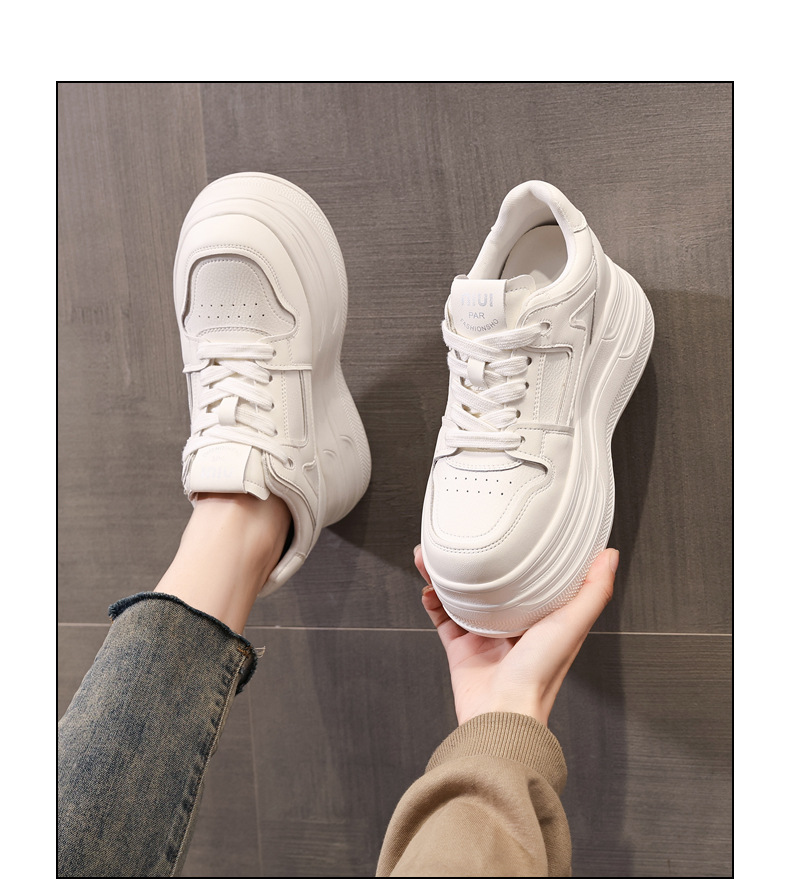 Giày sneaker nữ đế xuồng 8cm tăng chiều cao phong cách đa năng — đen chi tiết 14