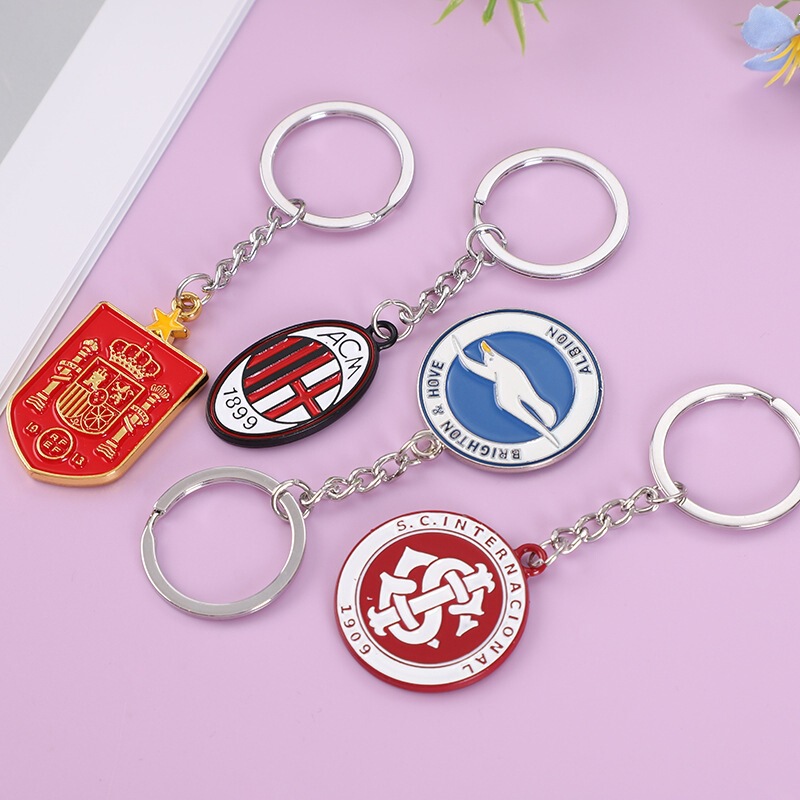 Football Club Emblem Zinc Alloy Keychain Pendant Cartoon Double-Sided Painted Pendant Accessories Manufacturer Wholesale Football Club Emblem Zinc Alloy Keychain Pendant Cartoon Double-Sided Painted Pendant Accessories Manufacturer Wholesale