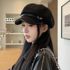 2025秋季新款八角帽子女百搭画家帽英伦风复古宽檐显脸小报童帽潮