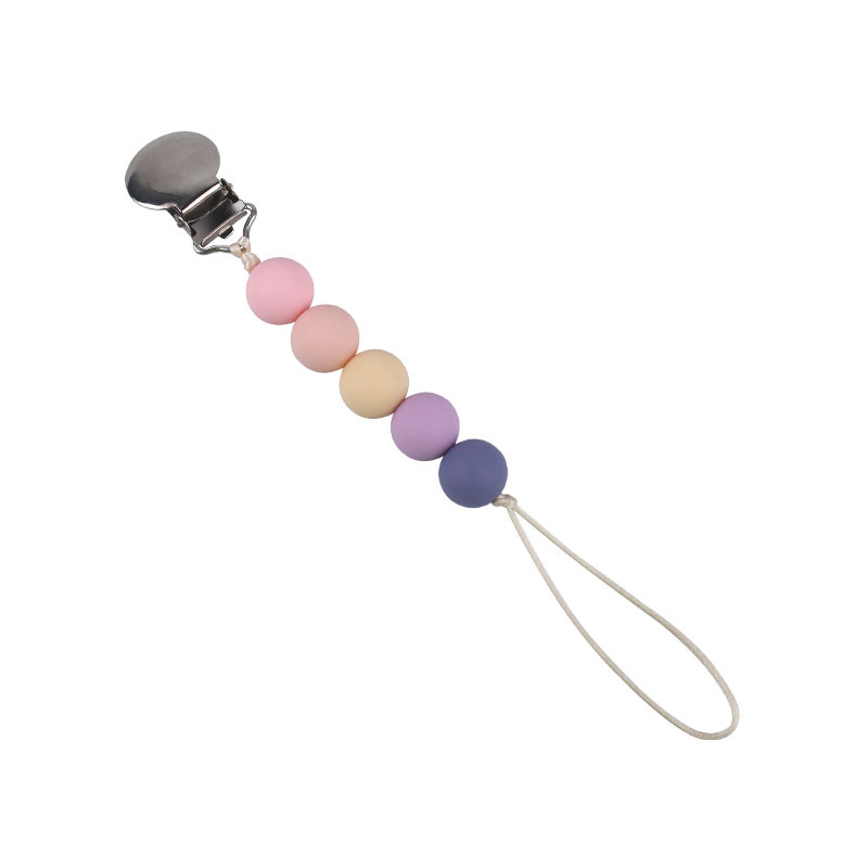 Suministros para bebés nuevo clip de pezón de hierro redondo dientes de bebé moler cuentas de silicona Cadena de pezón cadena anti-caída