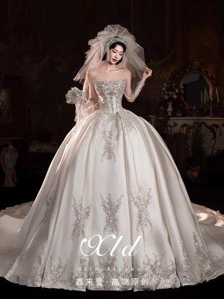 "Twilight Mirror" wedding dress 2025 new high-end satin tube top…