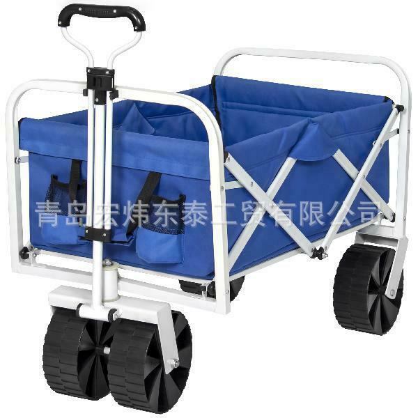 厂家直销出口欧美折叠布兜车吹塑轮沙滩车花园工具车户外野营车