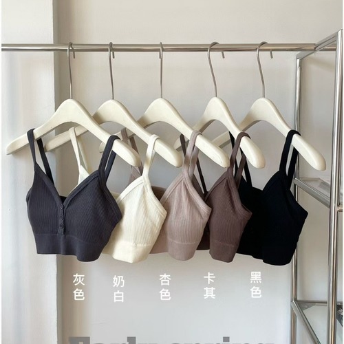 Women's 6616 Spring New Style Buttonless Hooded Beautiful Back Bralette Comfortable Fixed Cup Push-up Bralette Underwear Anti-slip Backless Top