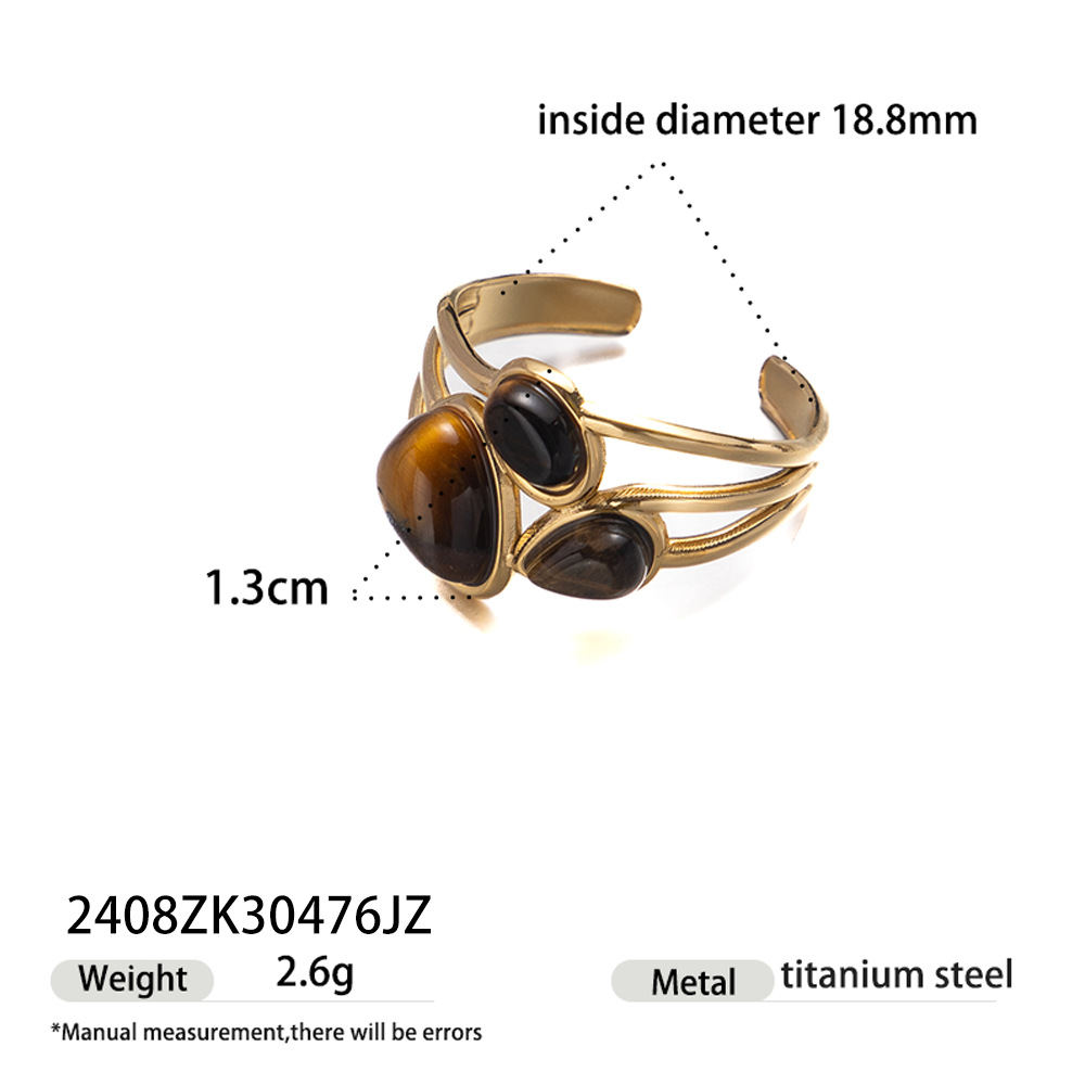 Collar de piedra natural de Tai Na Europa y los Estados Unidos lujo ligero nicho versátil conjunto de joyas de piedra natural de ojo de tigre acero titanio no se desvanece