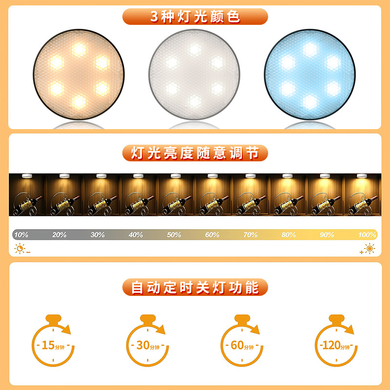 Nuevo magnético 3-Color Control Remoto atmósfera luz cocina gabinete colorido batería Presione toque Inicio de sesión hockey sobre hielo luz de la noche