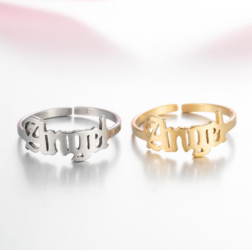 Wholesale Jewelry Fashion Letter 201 Stainless Steel 18K Gold Plated Hollow Out Rings display picture 1