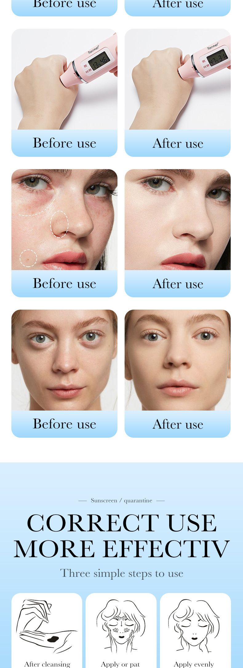 Cross-border foreign trade SADOER three-color sun protection cream uniform skin color before makeup base isolation protective cream
