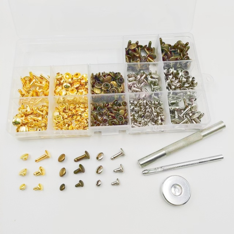 240套撞钉柳钉+工具皮具皮革箱包服装金属装饰双面铆钉子母扣套装