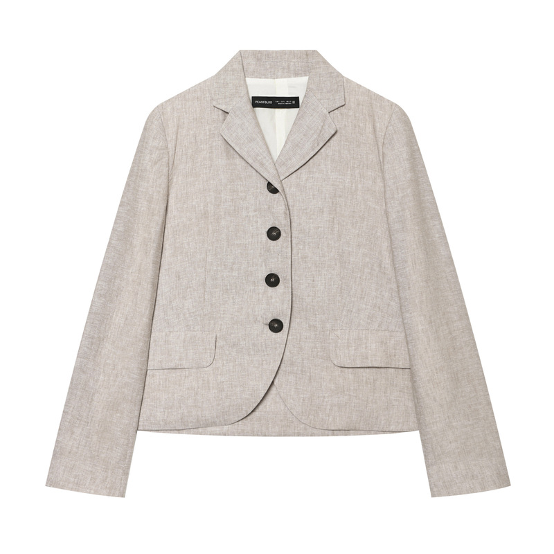 Amazon Wholesale New Summer Women's Versatile Single-Breasted Padded Shoulder Long-Sleeve Straight-Cut Blazer 7758856