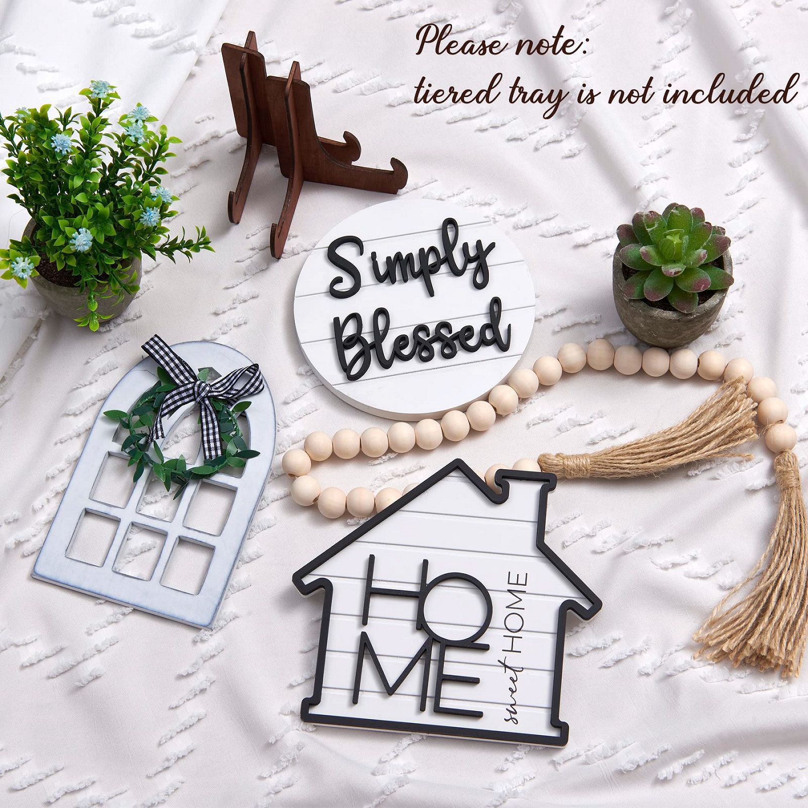 American style wooden countryside white layered tray farmhouse home kitchen decoration desktop craft pendant_voghion.com