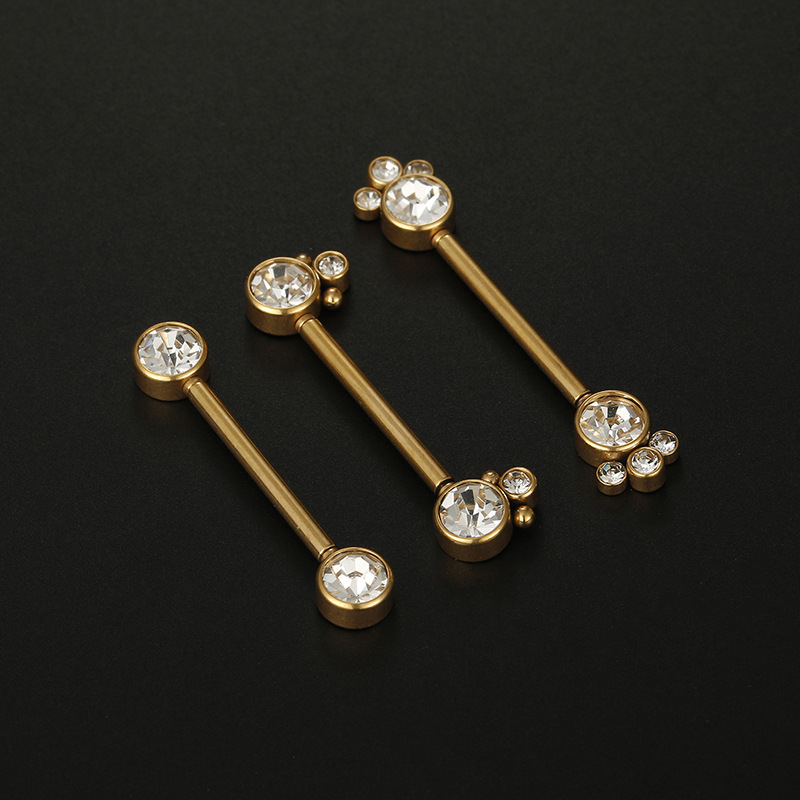 7g Weight Artificial Diamond Inlay Material Adhesive nail Classification Fashion Solid Color Stainless Steel Inlay Artificial Diamond Adhesive Nail 1 Piece