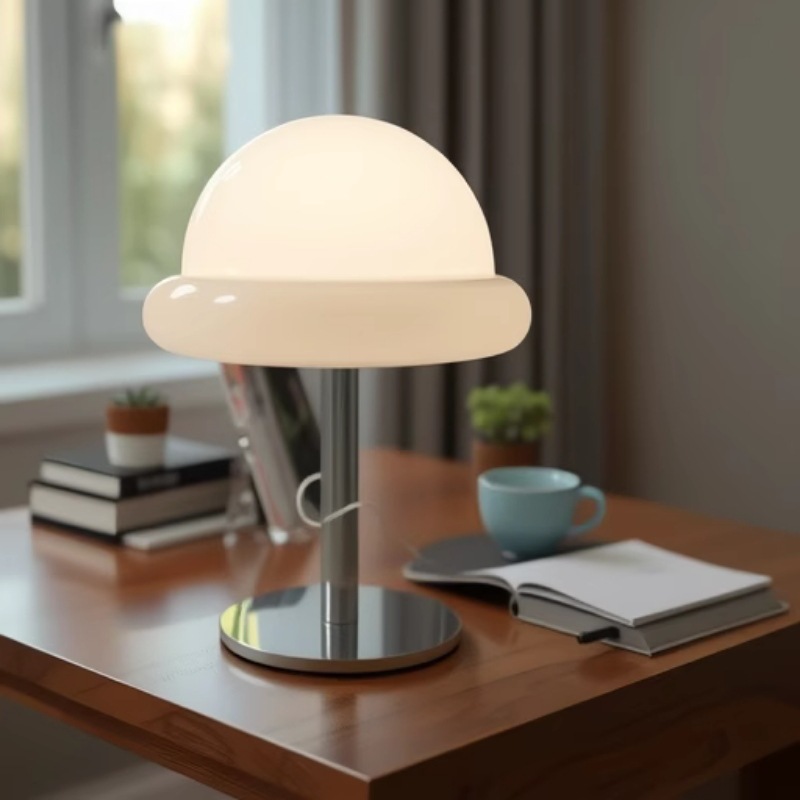 Diseño original Bauhaus lámpara de mesa atmósfera lámpara decorativa dormitorio de vidrio decoración de cabecera linda lámpara de mesa de hongos creativa