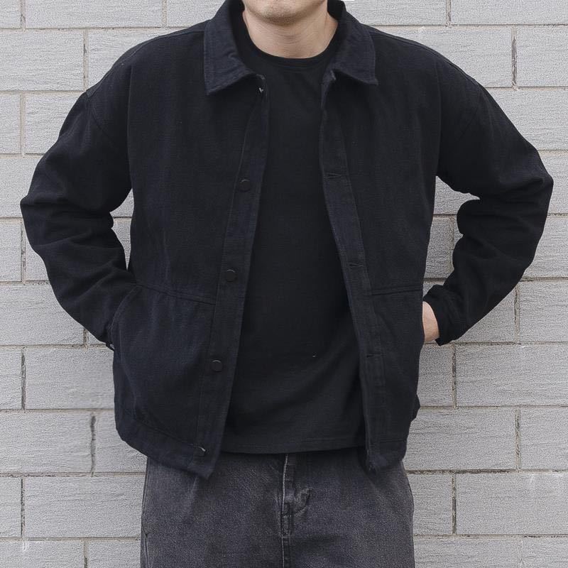 Autumn and winter black Denim coat men's Korean-style trendy simple student versatile loose jacket youth denim coat Autumn and winter black Denim coat men's Korean-style trendy simple student versatile loose jacket youth denim coat