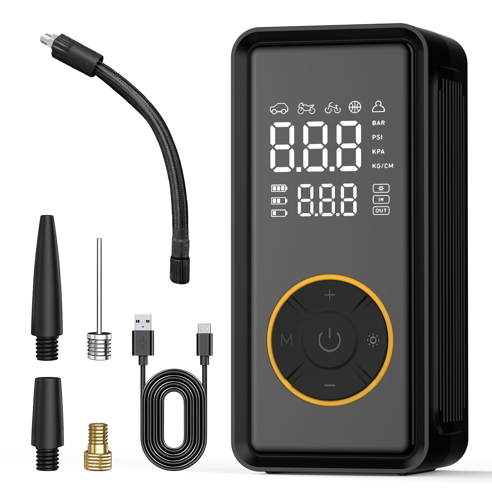 Car Air Pump, Portable Car Air Pump, High-Power Tire Inflator, Multi-Functional Emergency Air Pump