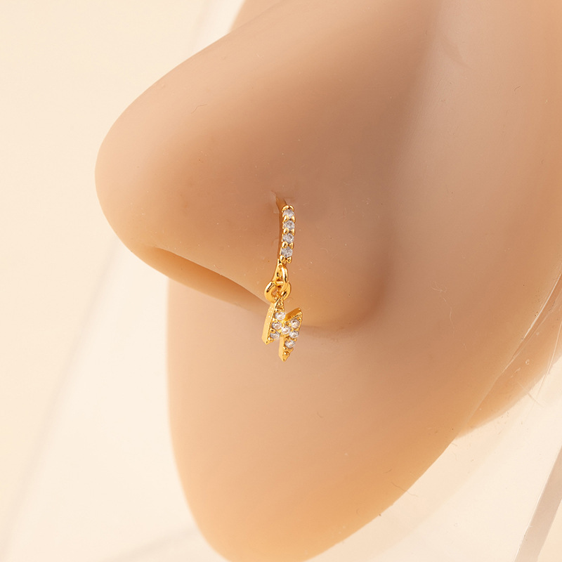 Piercing de nas inimă și pentagramă cu strasuri stil unisex_voghion.com