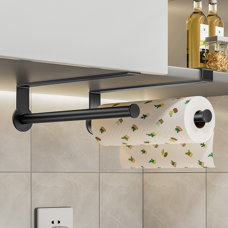 Kitchen paper towel rack, punch-free cabinet paper hanger, plastic wrap bag storage wipe arrangement, wall-mounted roll paper