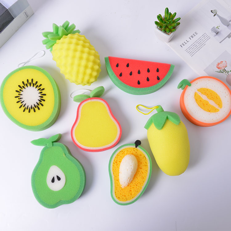 Creative cartoon kitchen supplies variety of fruit thickened sponge cleaning bath sponge children Bath Soft Cotton
