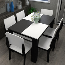 長方形椅子桌椅組合桌子吃飯桌意式實木北歐家用餐台火燒石餐桌