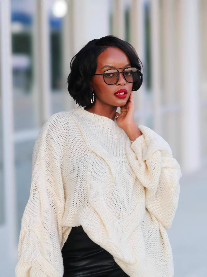 Pull oversize en maille torsadée pour femme - Pull d'hiver confortable avec points texturés 3D, coupe ample, style bohème chic, idéal pour l'automne et l'hiver_voghion.com