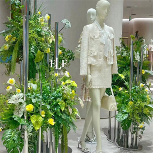 服装店商场展厅橱窗装饰美陈布置摆件场景花艺绿植造景网红仿真花-阿里巴巴