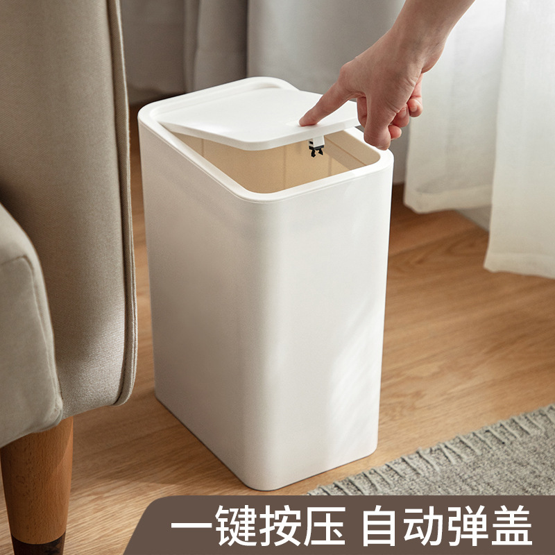 Lazy Corner Press Trash Bin with Lid Household Kitchen Bathroom Toilet Trash Bin Creative Trash Basket
