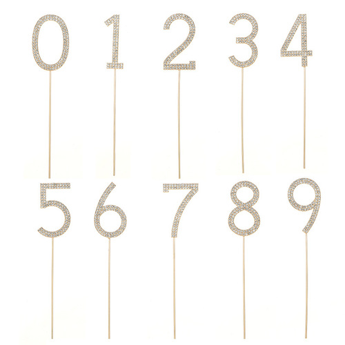 New fashionable birthday and wedding accessories cake insert number 0-9 alloy diamond insert manufacturer wholesale