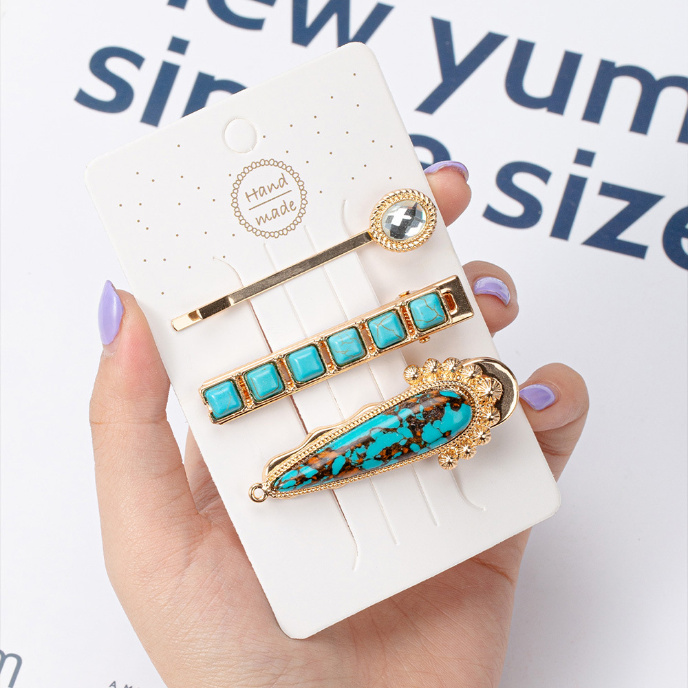 Women's Casual Retro Geometric Alloy Turquoise Plating Hair Clip display picture 3